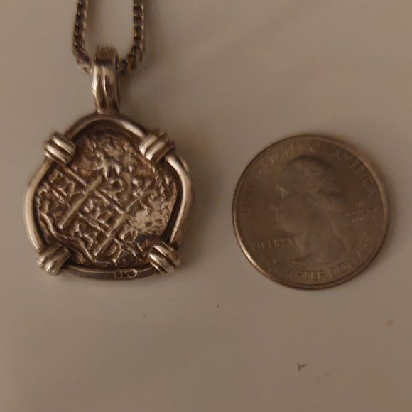 Sterling Silver.925 Atocha Coin with 20' Sterling Silver .925 Necklace - Picture 2 of 5